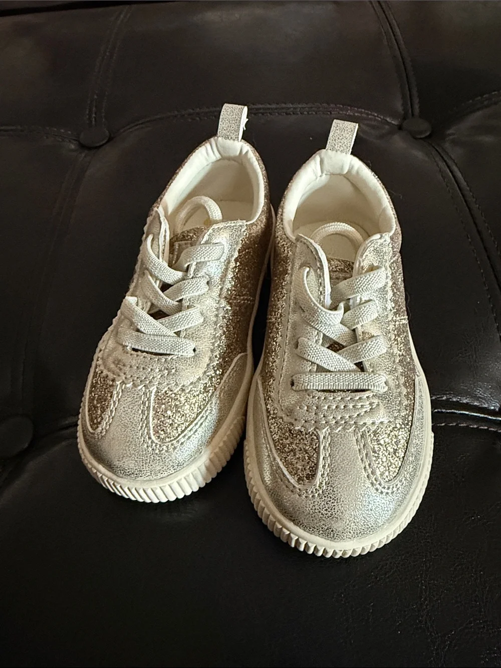 Carter's Glittery Gold Lace-Up Kids Sneakers